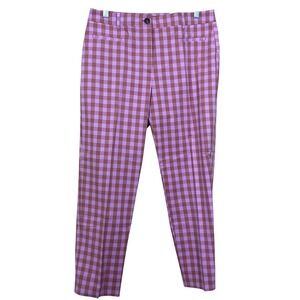 Ann Taylor Curvy Fit The Crop Gingham Pink Brown Pants,8, NWT, preppy, feminine
